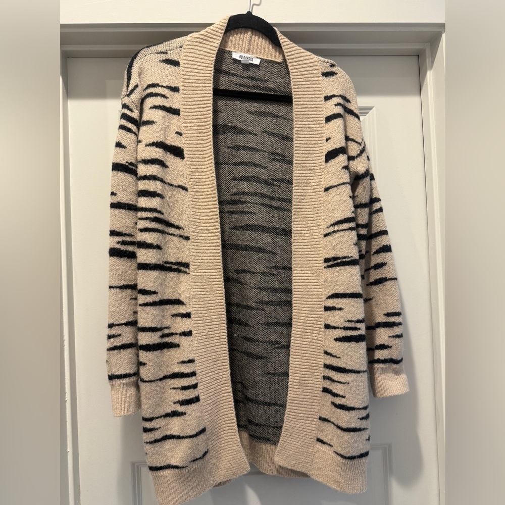 BB Dakota Beige and Black Striped Cardigan
